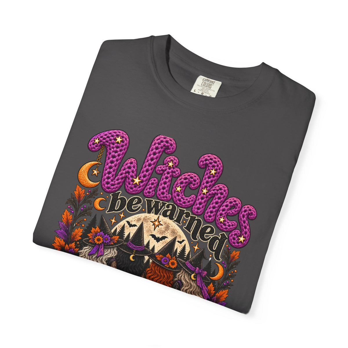 Witches Be Warned Vintage Witch T-Shirt | Crochet Halloween Tee