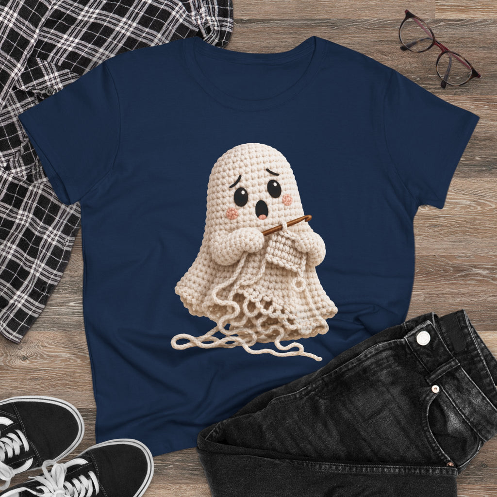 Crochet Ghost Shirt | Funny Yarn Lover Tee | Cute Crocheter Halloween Shirt | Unraveling Ghost T-Shirt | Crochet Gift