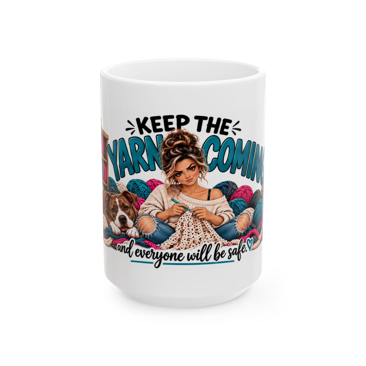 Keep the Yarn Coming Crochet Coffee Mug | Yarn Lover Gift
