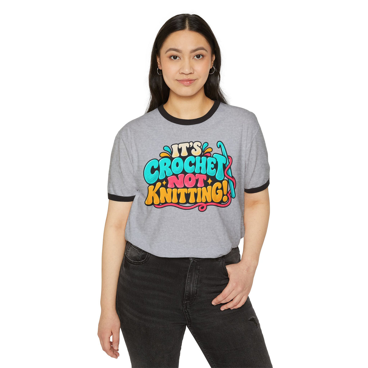 It's Crochet Not Knitting – Funny Retro Crochet Ringer T-Shirt