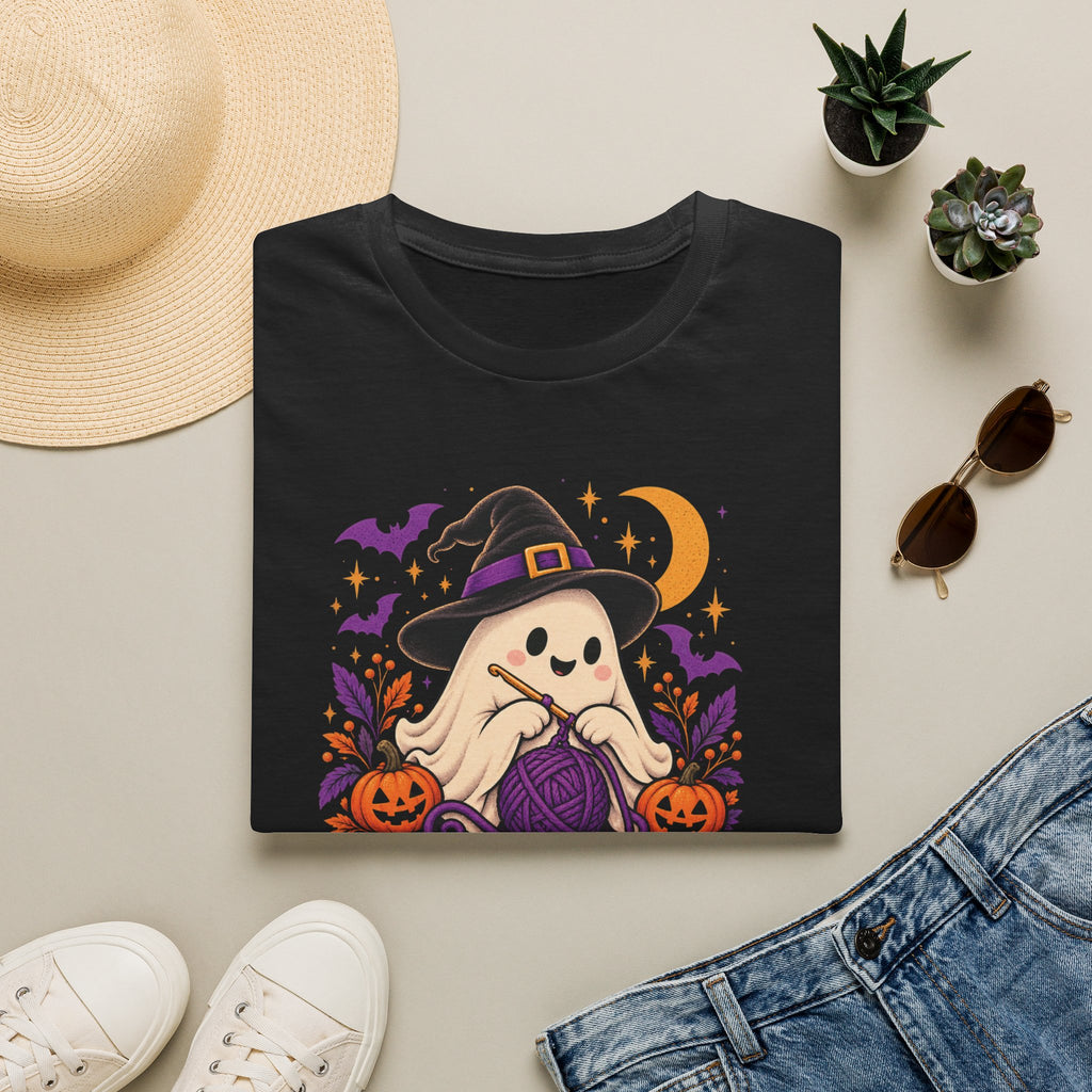 Stitchin’ & Witchin’ Crochet T-Shirt – Halloween Ghost Crochet Shirt, Yarn Lover Tee