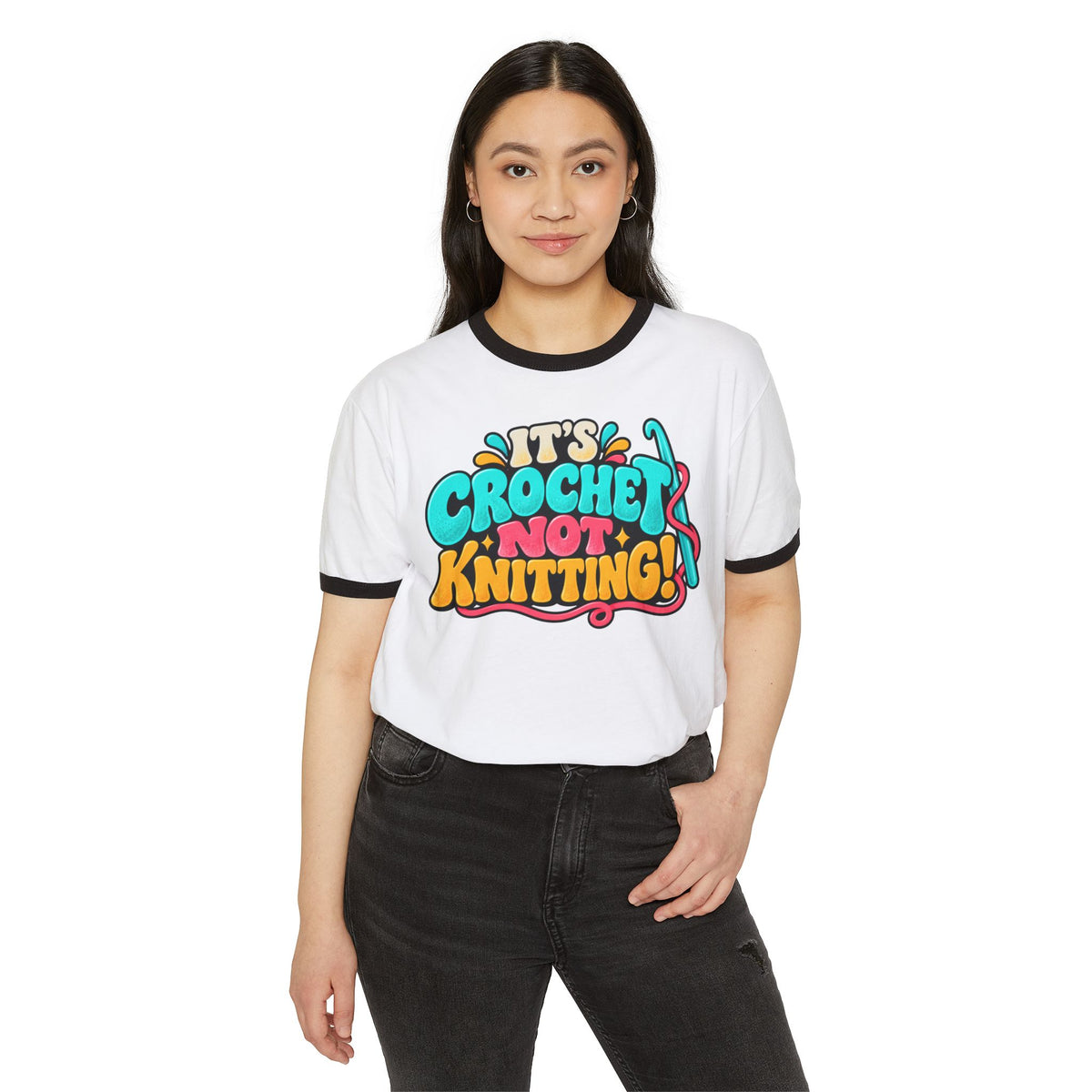 It's Crochet Not Knitting – Funny Retro Crochet Ringer T-Shirt