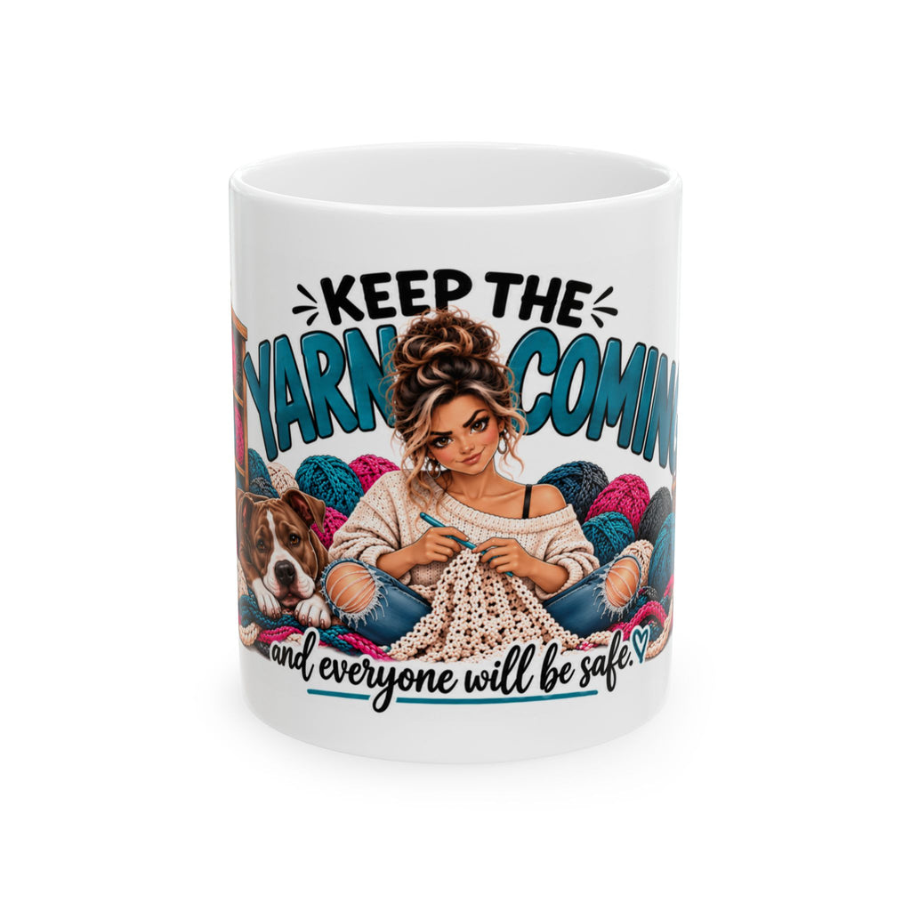 Keep the Yarn Coming Crochet Coffee Mug | Yarn Lover Gift