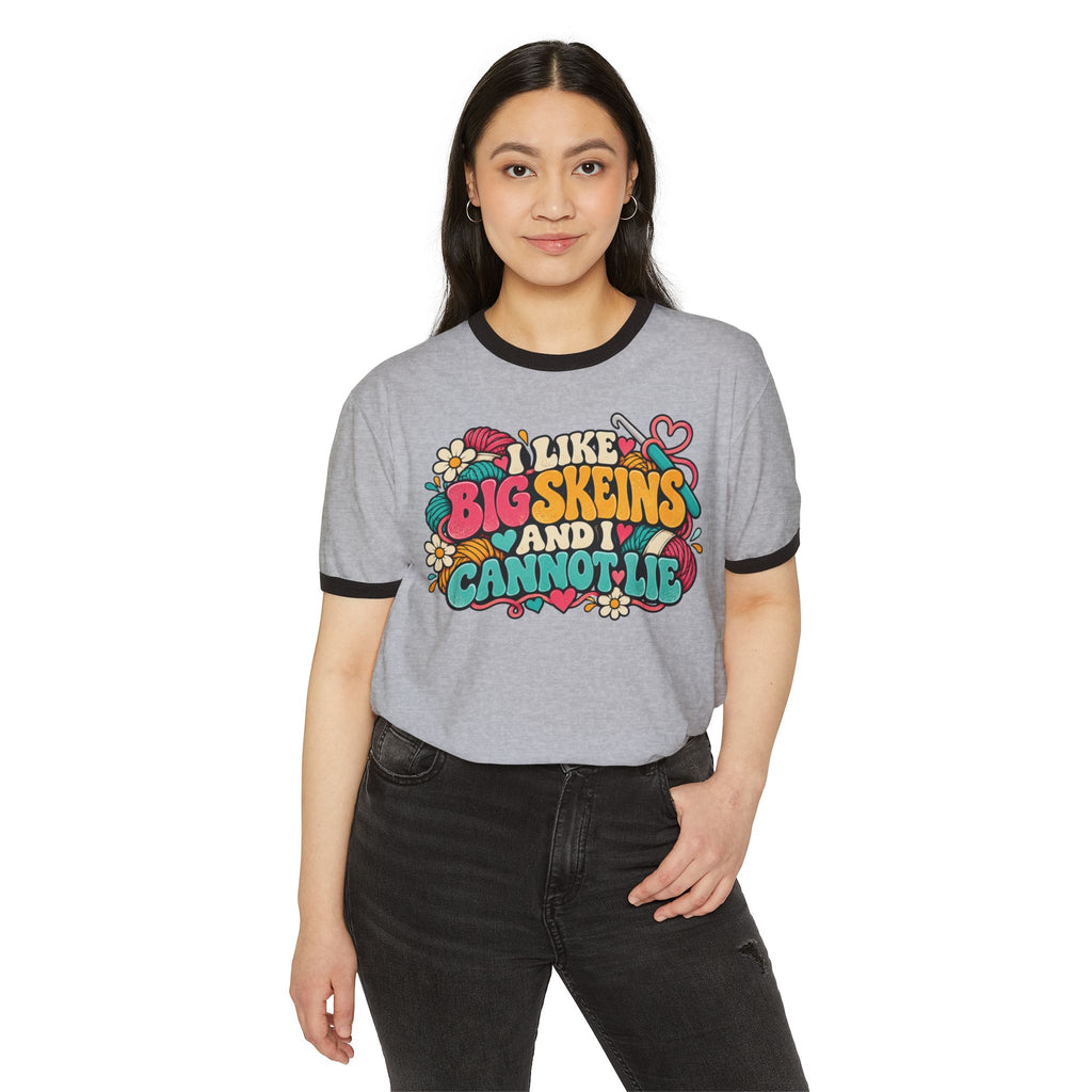 I Like Big Skeins and I Cannot Lie – Funny Crochet Retro Ringer T-Shirt