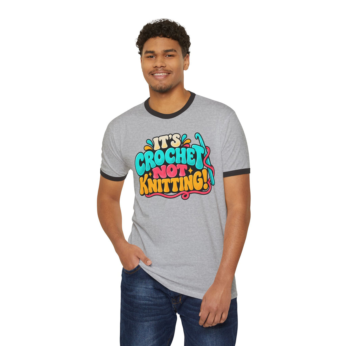 It's Crochet Not Knitting – Funny Retro Crochet Ringer T-Shirt