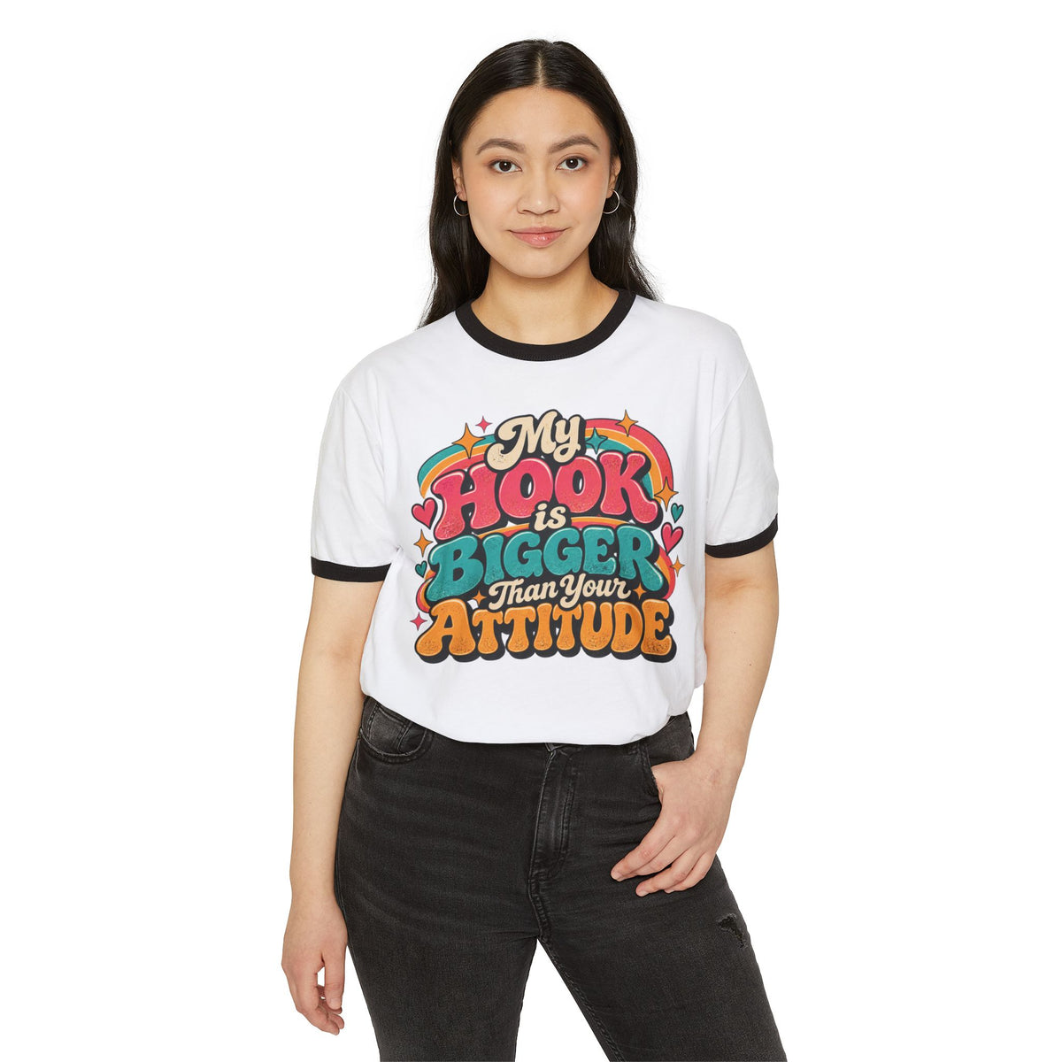 My Hook Is Bigger Than Your Attitude – Funny Crochet Ringer T-Shirt