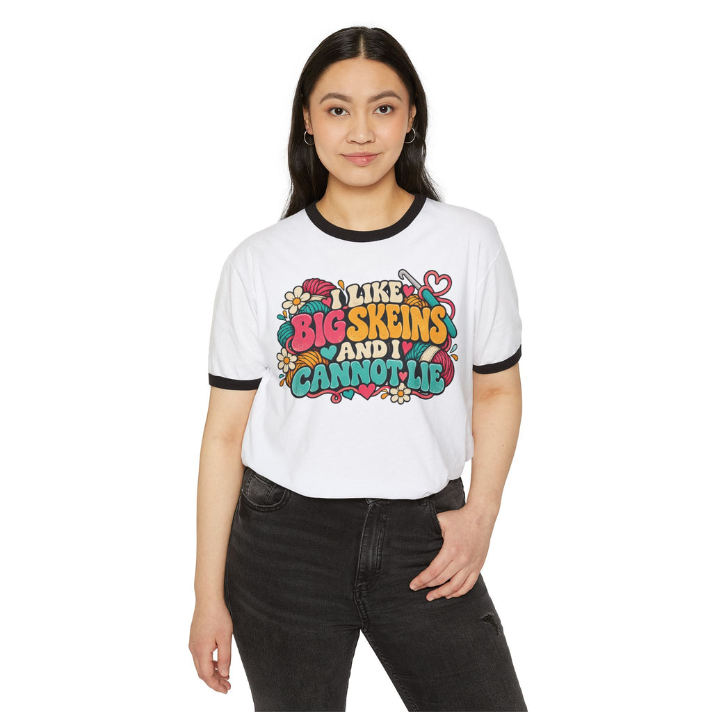 I Like Big Skeins and I Cannot Lie – Funny Crochet Retro Ringer T-Shirt