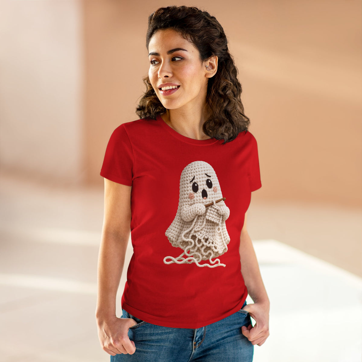 Crochet Ghost Shirt | Funny Yarn Lover Tee | Cute Crocheter Halloween Shirt | Unraveling Ghost T-Shirt | Crochet Gift