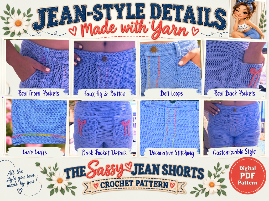 The Sassy Jean Shorts Crochet Pattern