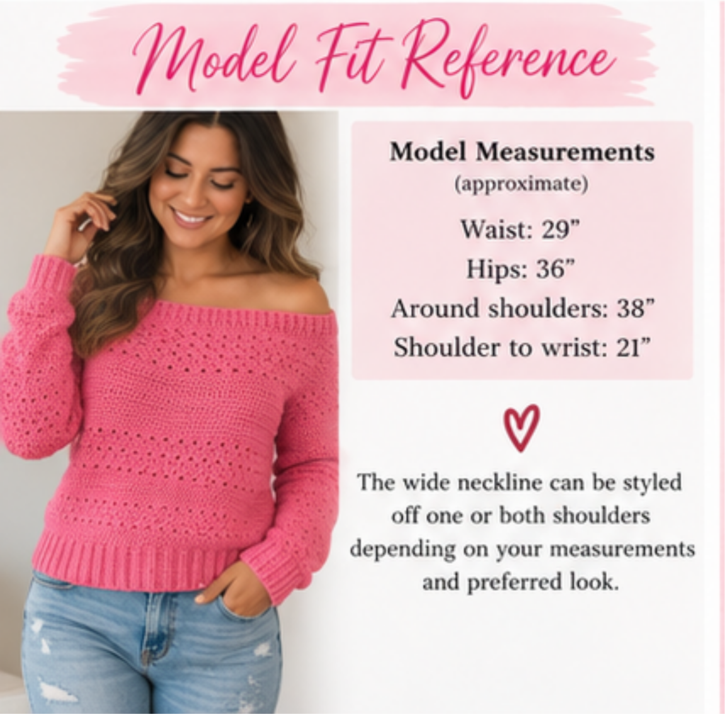 Pretty in Pink Off-Shoulder Crochet Sweater
