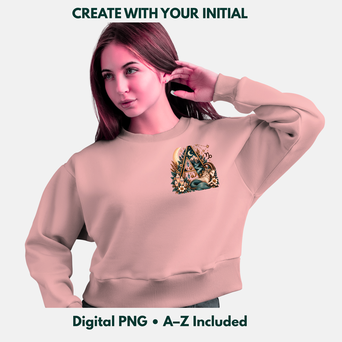 Capricorn Initial PNG Bundle | A-Z Zodiac Monogram Designs