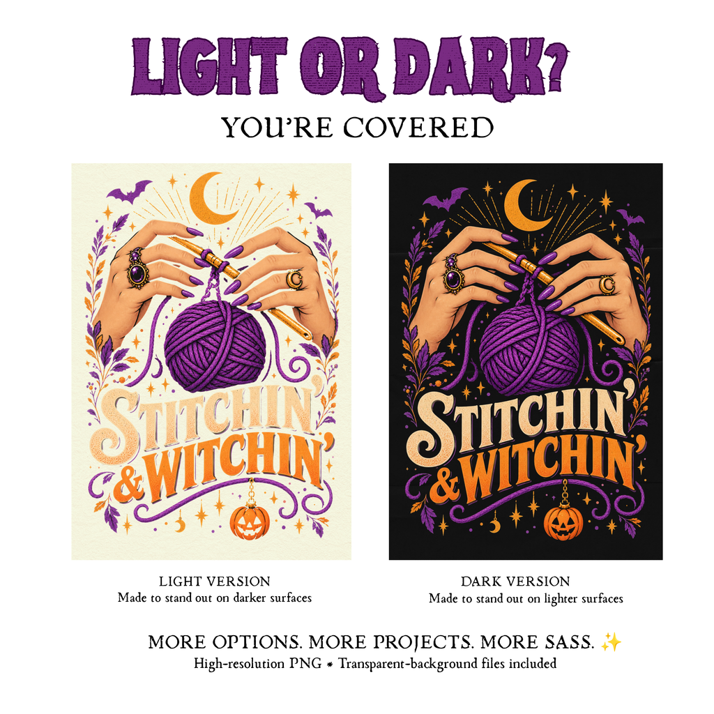 Stitchin’ & Witchin’ Halloween Crochet PNG Bundle