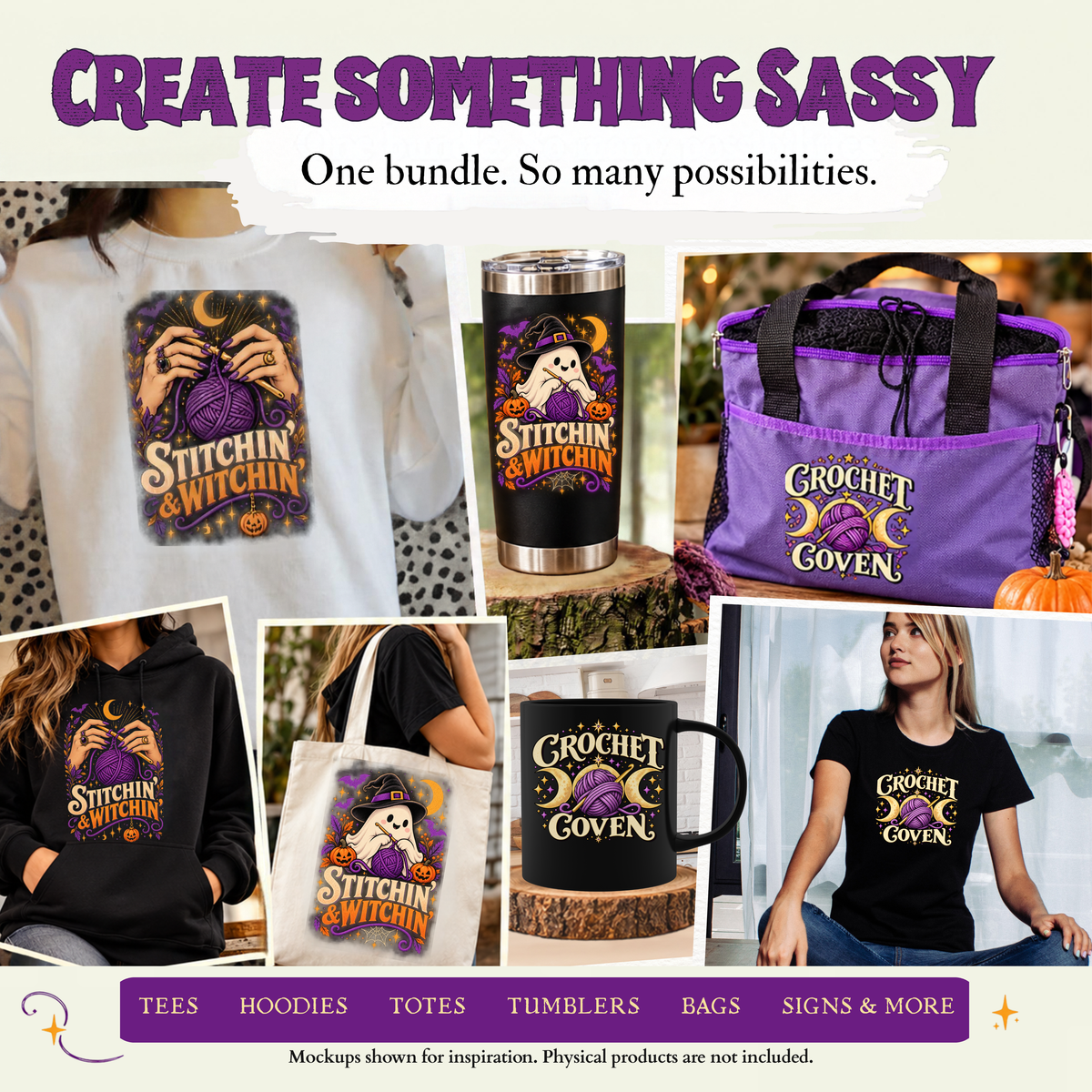 Stitchin’ & Witchin’ Halloween Crochet PNG Bundle